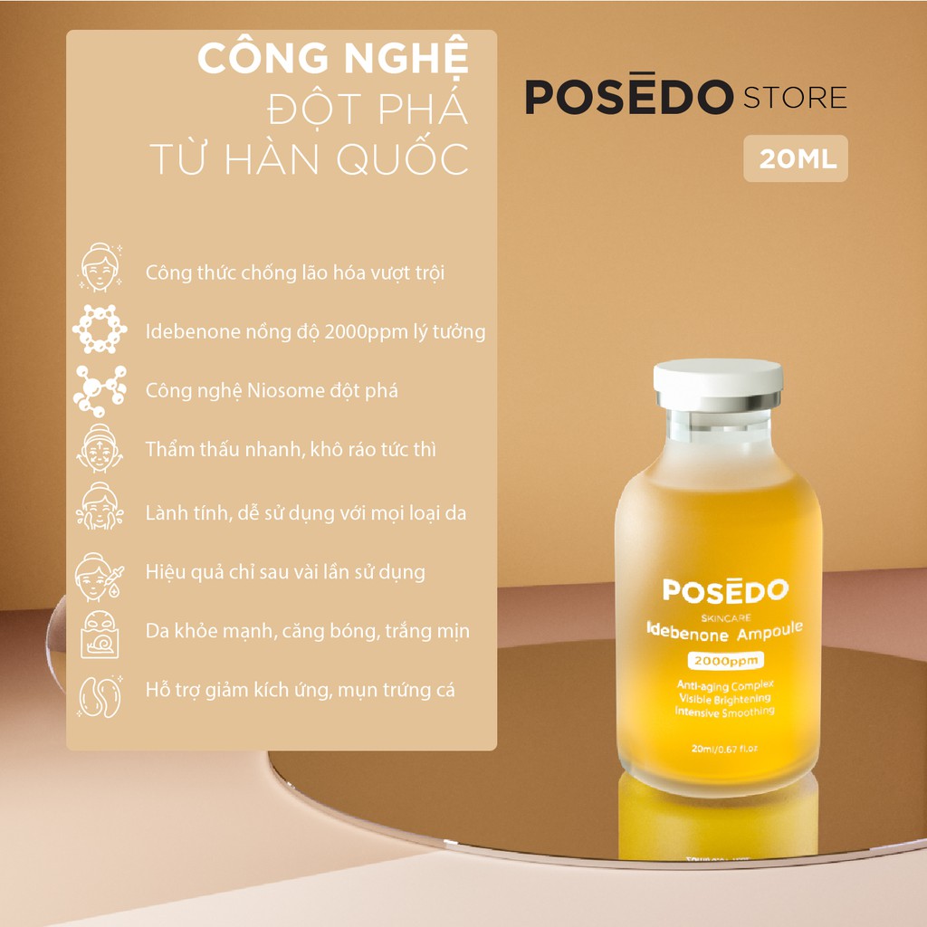 Serum căng bóng dưỡng sáng Posedo Idebenone Ampoule trẻ hóa da cao cấp chính hãng độc quyền Hàn Quốc