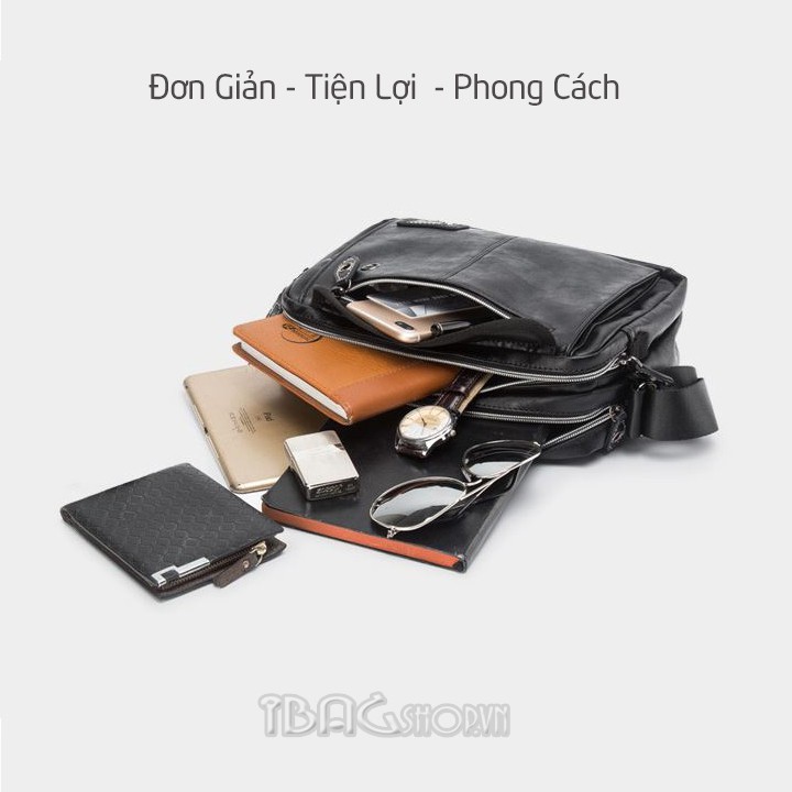 Túi đeo chéo nam - Túi đựng ipad ETONWEAG - Cao Cấp - Chất liệu da (Màu đen) - Mã DP1015 | BigBuy360 - bigbuy360.vn