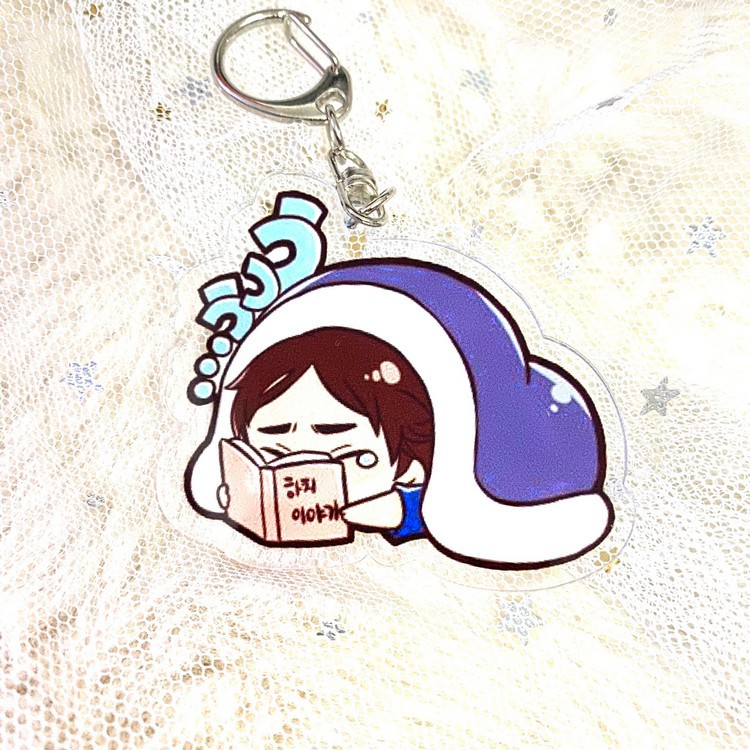 ( Mica trong acrylic ) Móc khóa Haikyuu!! Vua bóng chuyền ver sleep in hình anime chibi
