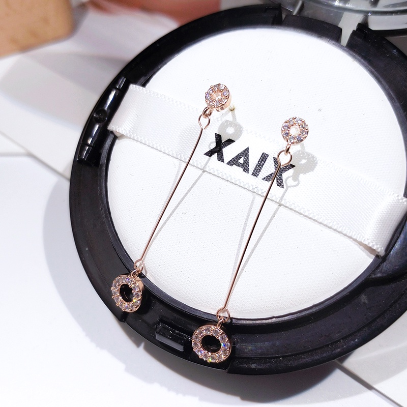 [Jiudolan] Bông Tai Bạc Dáng Dài Đính Kim Cương Tinh Tế Thời Trang Cho Nữ