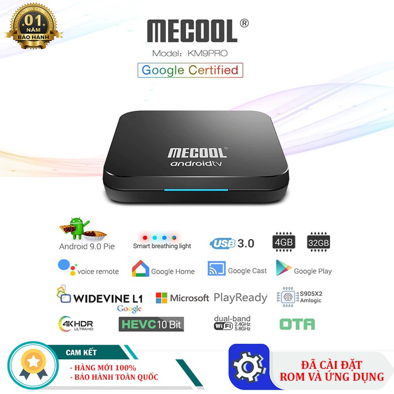 Android Tivibox Mecool KM9 Pro Android Box Ram 4GB Rom 32GB - Rom ATV