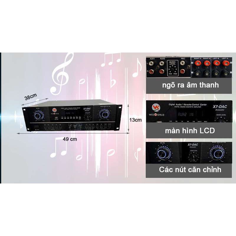 CỤC ĐẨY LIỀN VANG X7 DAC oánh cực mạnh, vang nhại hay, dễ chỉnh, chống hú - Kết nối bluetooth, cổng quang