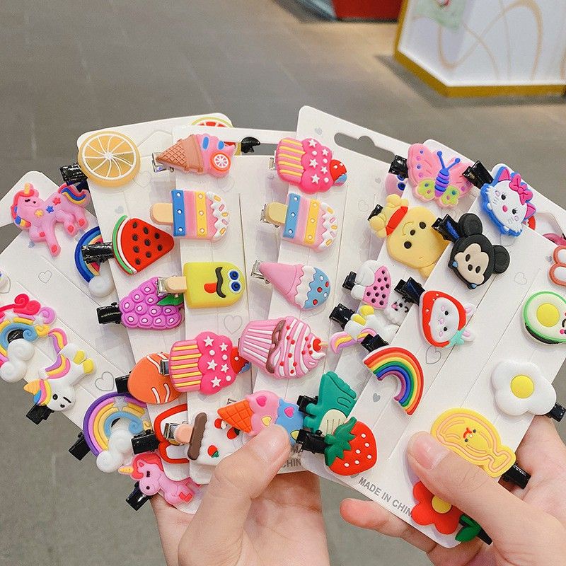 Set 10 kẹp tóc hình trái cây, hoạt hình cho bé gái phong cách hàn quốc