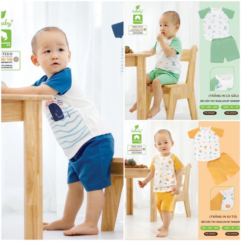 Bộ cộc tay raglan/cánh tiên Lullaby cho bé trai/bé gái