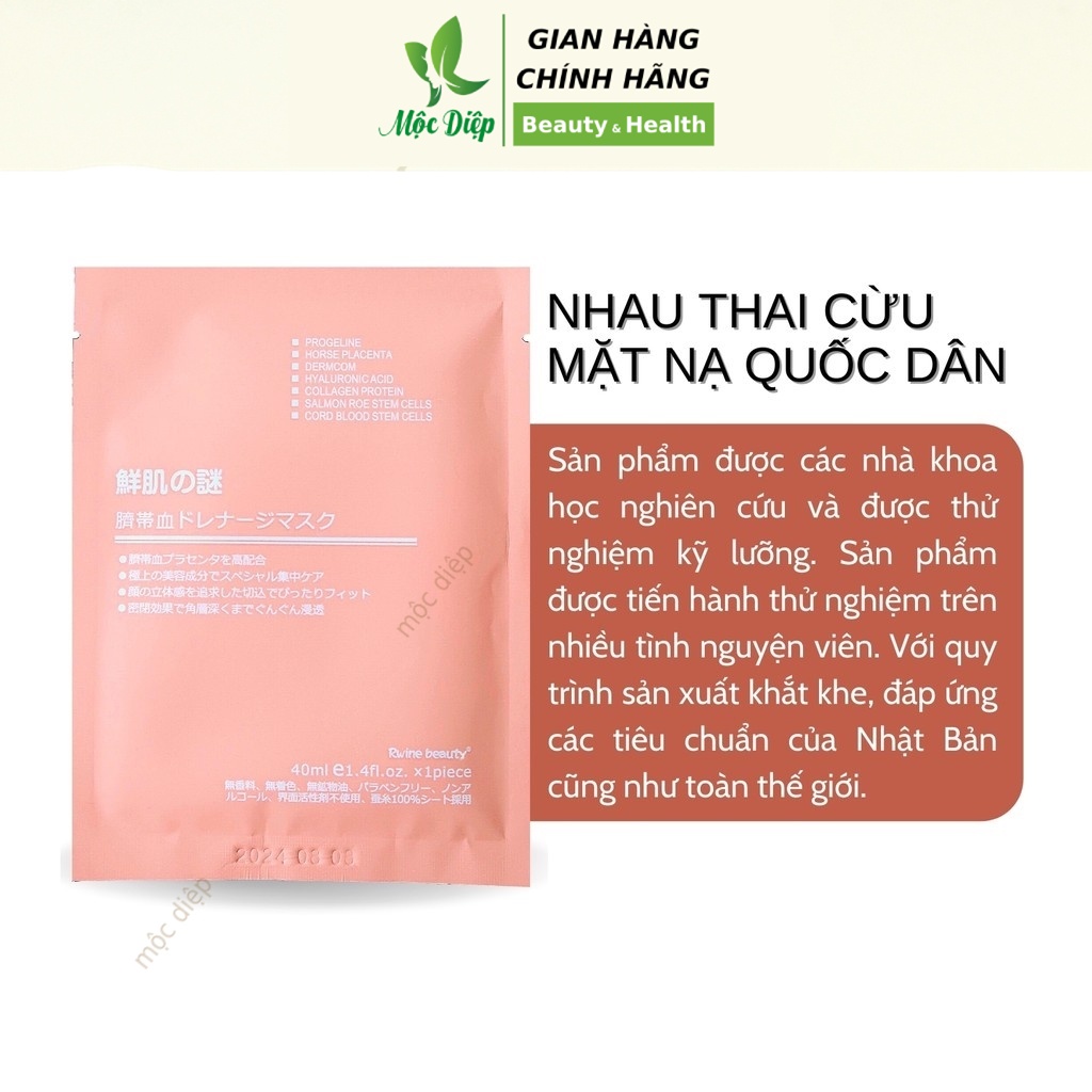 Mặt nạ nhau thai Cừu Mặt Nạ Rwine Beauty Stem Cell Placenta Mask Nhật Bản - Mộc Diệp