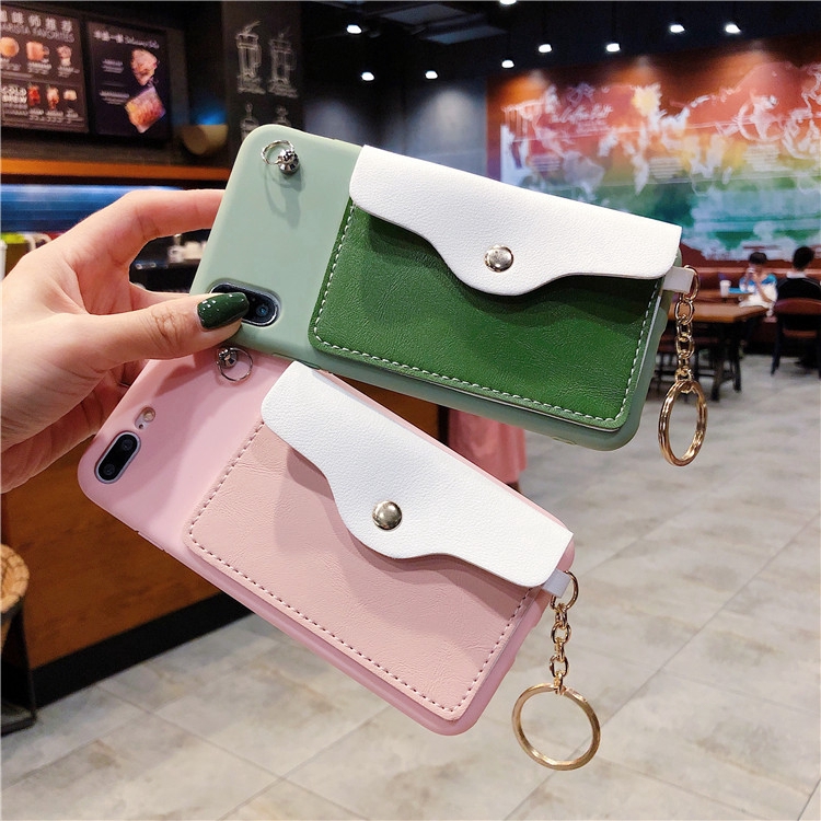 Ốp điện thoại Pocket Card soft with strap Phone Case cho xiaomi poco m3 X3 NFC X2 mi A1 A2 A3 MI note 10 LITE 10T pro 9T phone cover