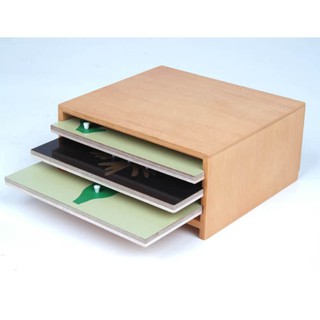 Giáo cụ Montessori - Kệ 3 tầng đựng tranh ghép sinh học