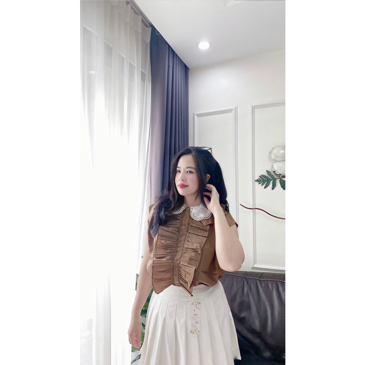 Áo Bigsize sơ mi ren cổ Ben Tô (60-85kg) MS110