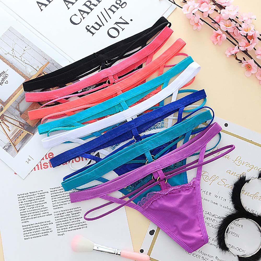 Quần Lót Nylon Phối Ren Trong Suốt Có Vòng Kim Loại WMES15H