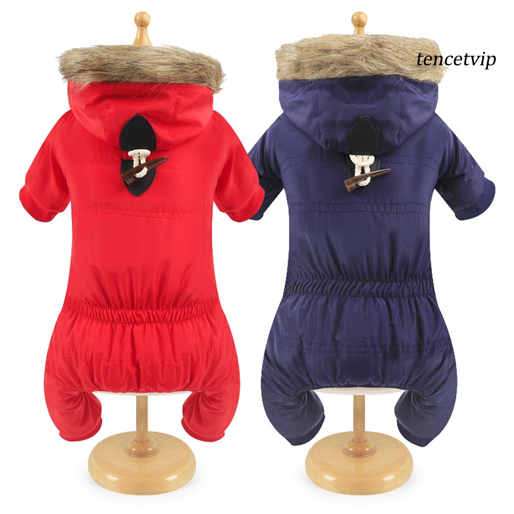 [Vip]Dog Clothes Toggle Horn Faux Fleece Lining Jacket Pet Winter Coat