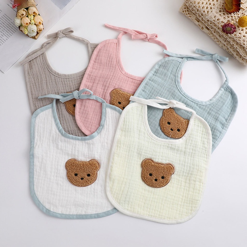 Set 2 Yếm Ăn Cotton Mềm Mại Cho Bé Sơ Sinh