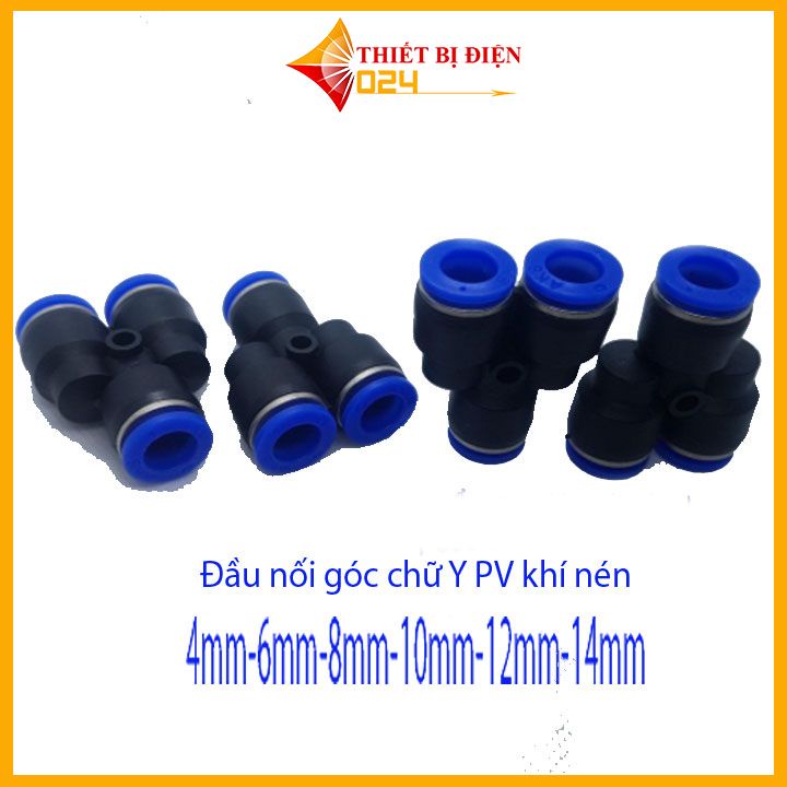 Đầu nối Y ống hơi khí nén phun sương, đầu cắm dây hơi khí nén, cút cắm nhanh dây hơi pu khí nén