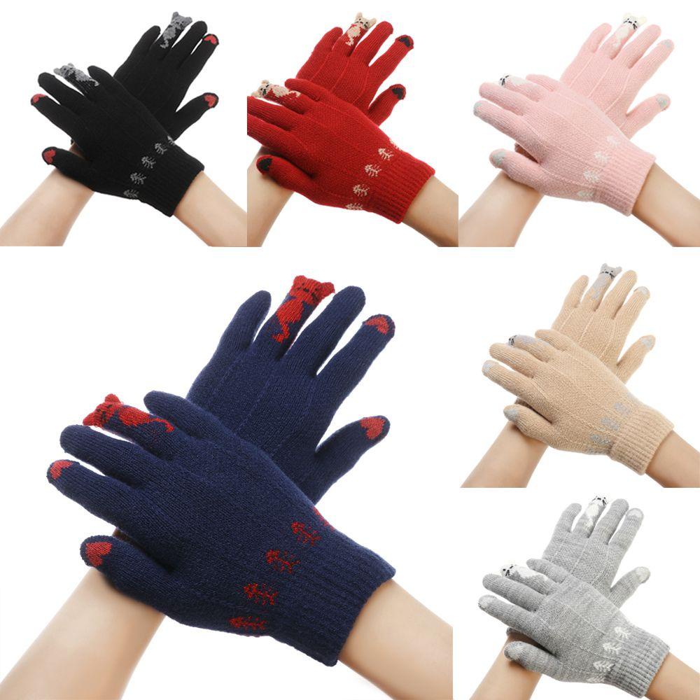 MIH Găng Tay Len Hở Ngón Hình Mèo Dễ Thương