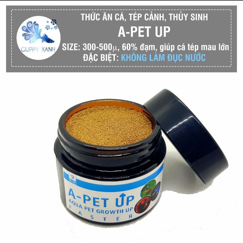 Thức ăn cá cảnh, thủy sinh cao cấp A-PET UP giúp cá khỏe và lớn nhanh - ĐẶC BIỆT KHÔNG GÂY DƠ NƯỚC