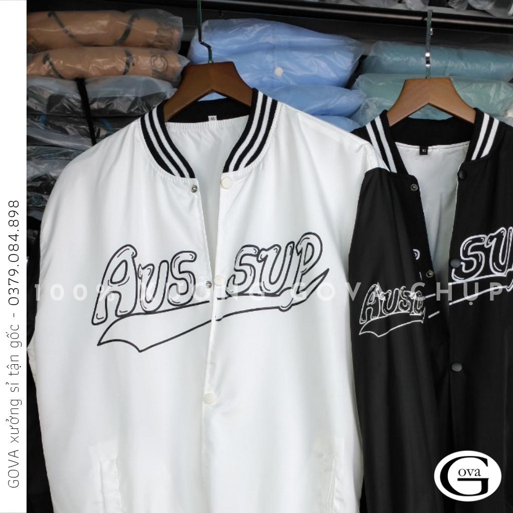 Áo Khoác Bomber Dù THÊU AUSSUP Cao Cấp Form Rộng Nam Nữ Ulzzang Unisex Thời Trang GOVA