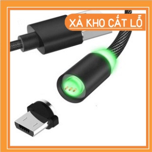 👑Giá Hủy Diệt👑 Bộ Cáp Sạc Dù Nam Châm 3 Đầu Hít Dành Cho ANDROI/IPHONE/TYPE C Xoay 360 Độ, Có Đèn Led
