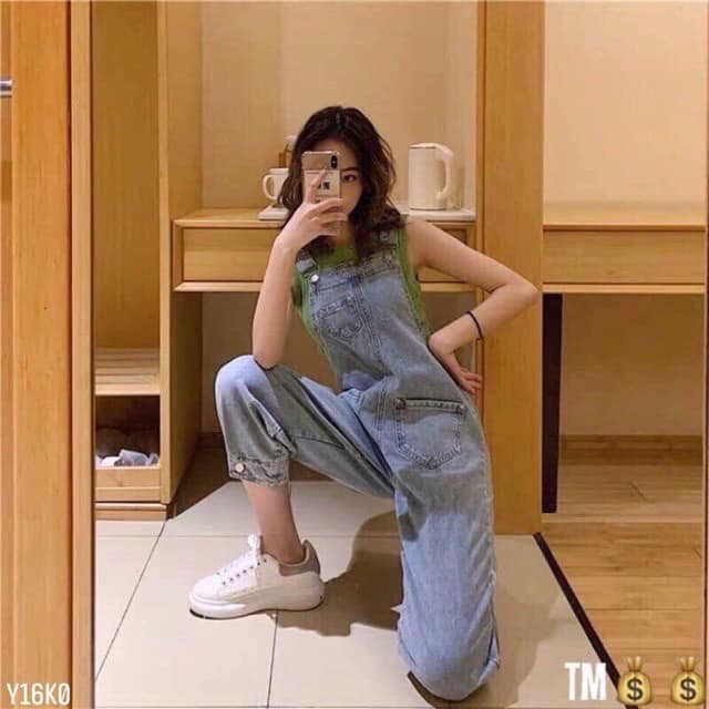 Quần yếm khuy chân 💖FREESHIP💖 Yếm jeans bo cúc chân dáng cực xinh AD21 SUNNY | BigBuy360 - bigbuy360.vn