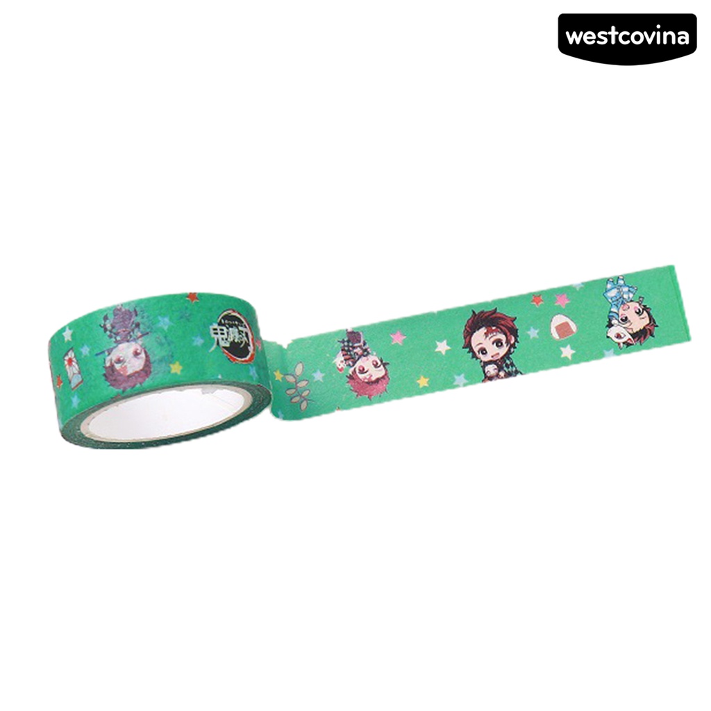 [Hot]✍Cuộn Băng Keo Washi Họa Tiết Hoạt Hình Demon Slayer Dán Trang Trí Sổ Tay