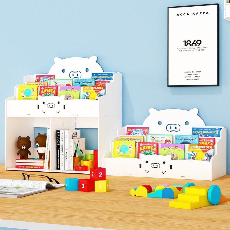 Kệ sách mini để bàn 2 tầng nhiều ngăn cho bé họa tiết heo xinh ngộ nghĩnh TXT-03 | BigBuy360 - bigbuy360.vn