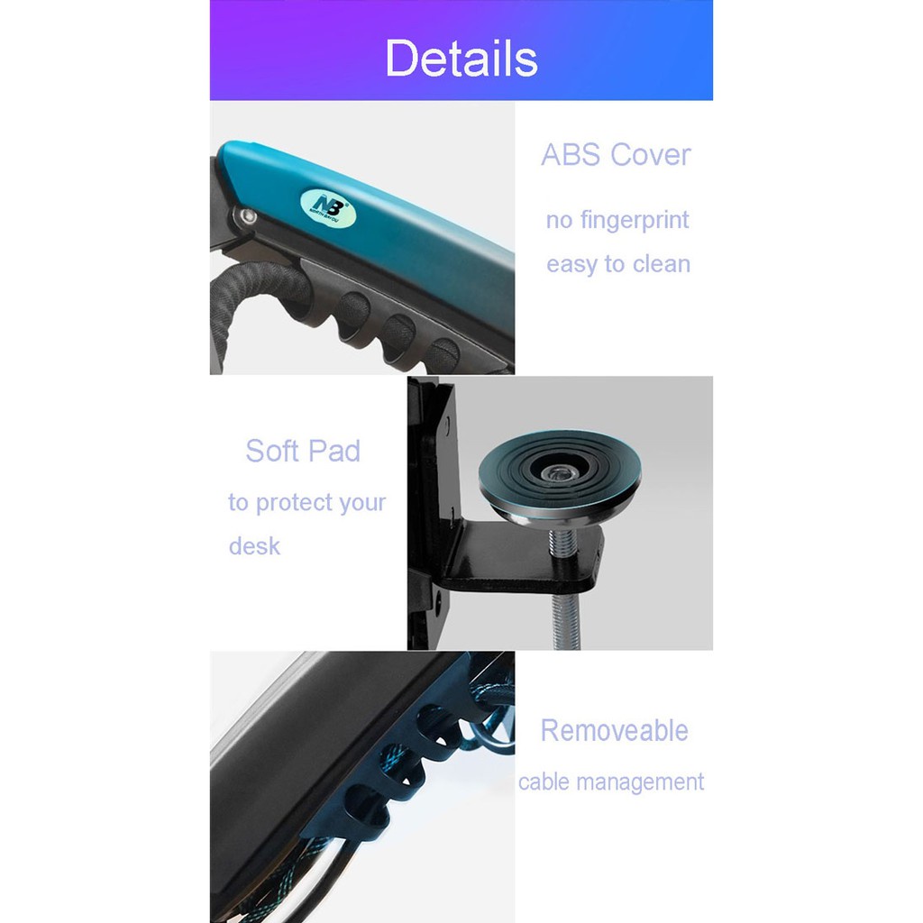 Giá Treo 2 Màn Hình Máy Tính NB - H180 [ Phù Hợp Màn Hình 17&quot; - 32 &quot; ] - [ Hàng Chính Hãng ]