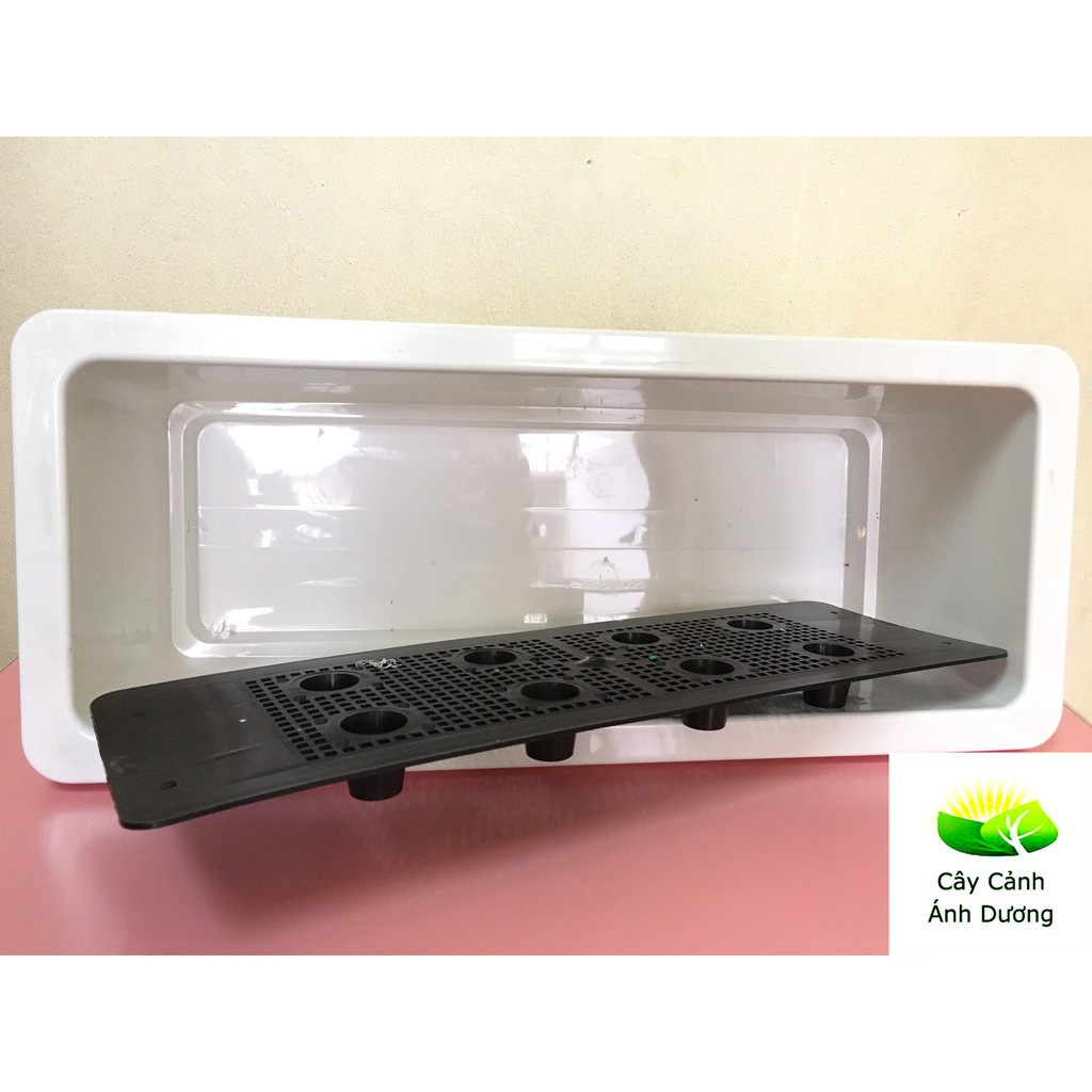 Set 02 Chậu nhựa thông minh trồng rau, trồng hoa, hình chữ nhật, giá treo chậu kích thước 48x20x16cm c/lượng, hg C/ty.