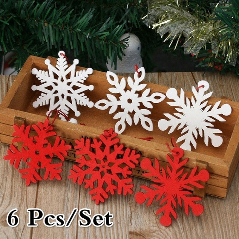 Set 6 hoa tuyết bằng gỗ độc đáo trang trí cây thông Giáng sinh