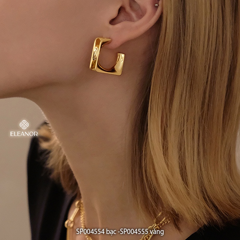 Bông tai nữ chuôi bạc 925 Eleanor Accessories vuông vintage cá tính phụ kiện trang sức 4554