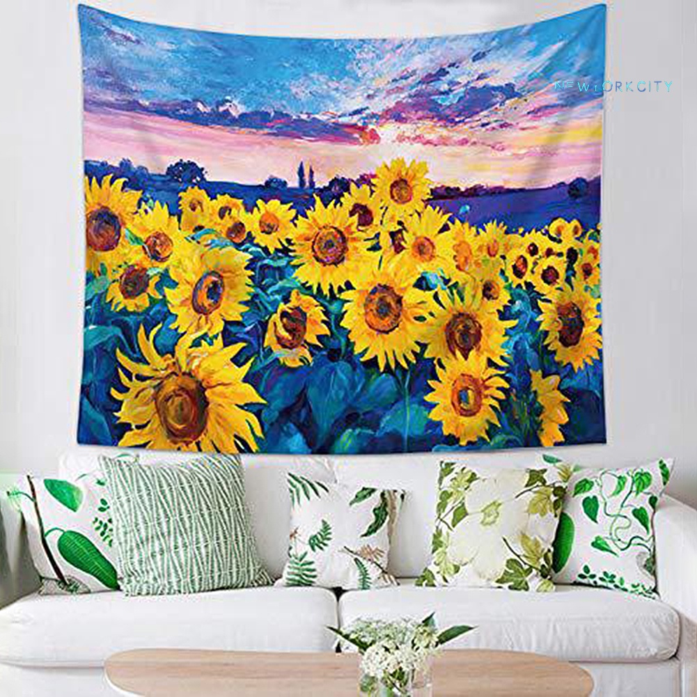 Thảm Treo Tường In Họa Tiết Hoa Lá Trang Trí Phòng Ngủ