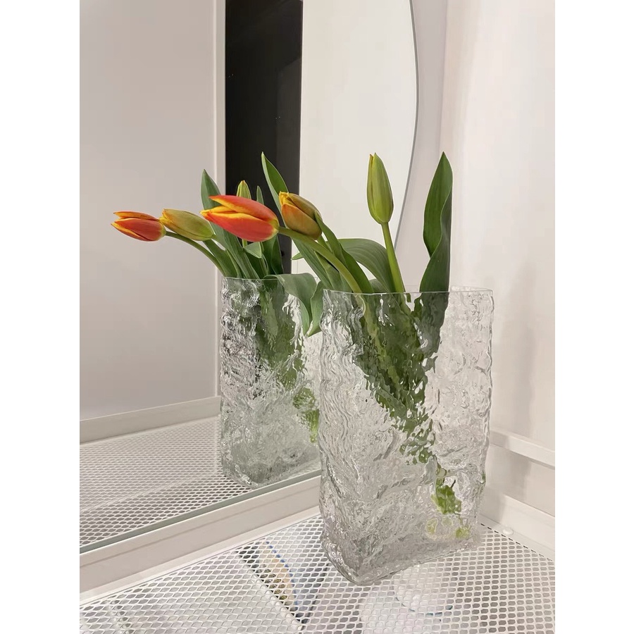 Bình Hoa Thủy Tinh, Lọ Hoa Decor Đẹp, Trong Suốt Trang Trí Phòng Khách, Phong Cách Bắc Âu
