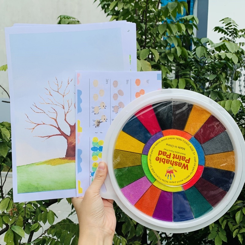 Set 12 màu/ 24 màu vẽ vân tay siêu to cho bé TẶNG tranh và quyển hướng dẫn vẽ