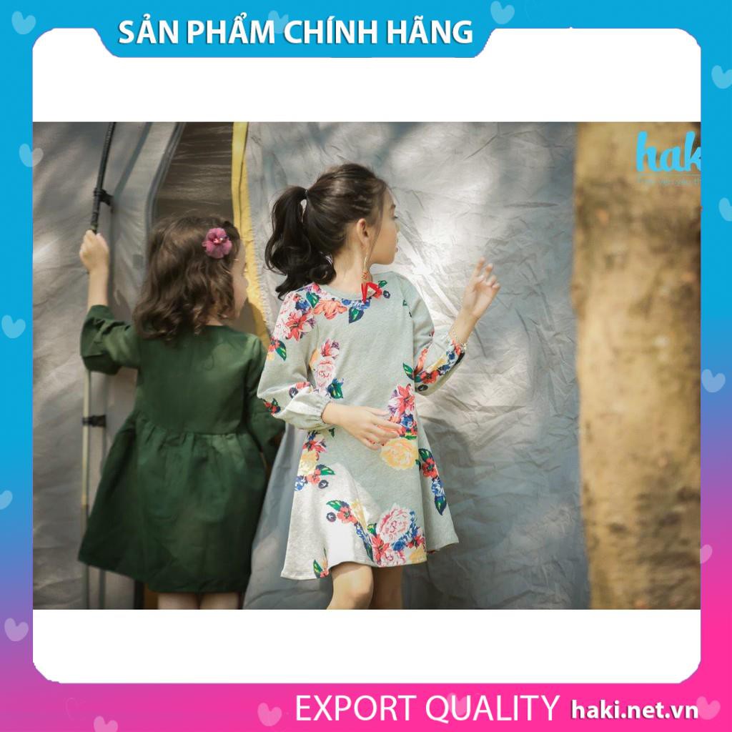 Đầm bé gái_Váy hoa Peony HK486 HAKI (Màu xám)