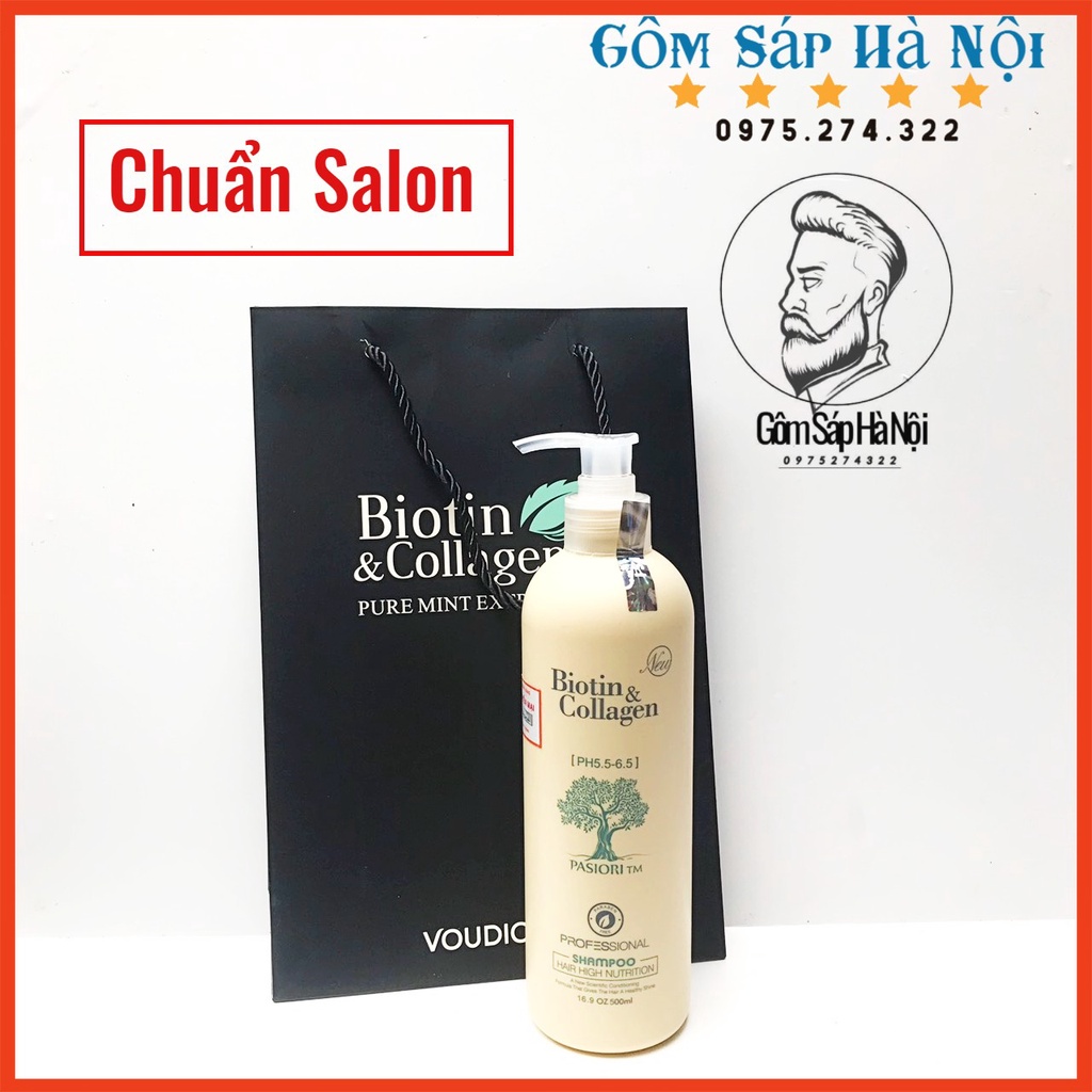 (Tặng Lô Uốn Tóc) Cặp Dầu Gội,Xả BIOTIN COLLAGEN (TRẮNG) PHỤC HỒI CHỐNG RỤNG TÓC Kích Mọc Tóc, Phục Hồi Tóc Khô Xơ 500ml