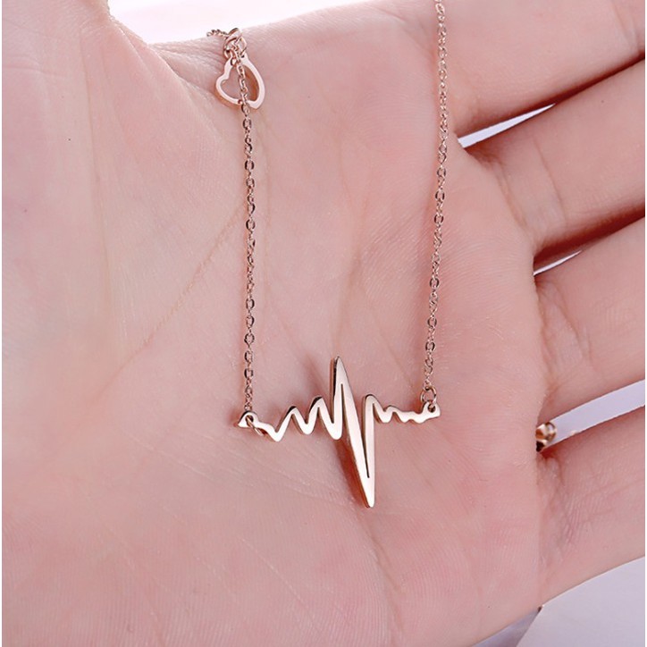 DÂY CHUYỀN TITAN CAO CẤP HÌNH NHỊP TIM THỜI TRANG TN015 - siêu đẹp, bền màu, chuẩn thời trang