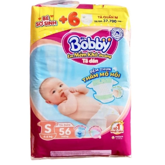 Tã dán Bobby siêu thấm size S56,M48..