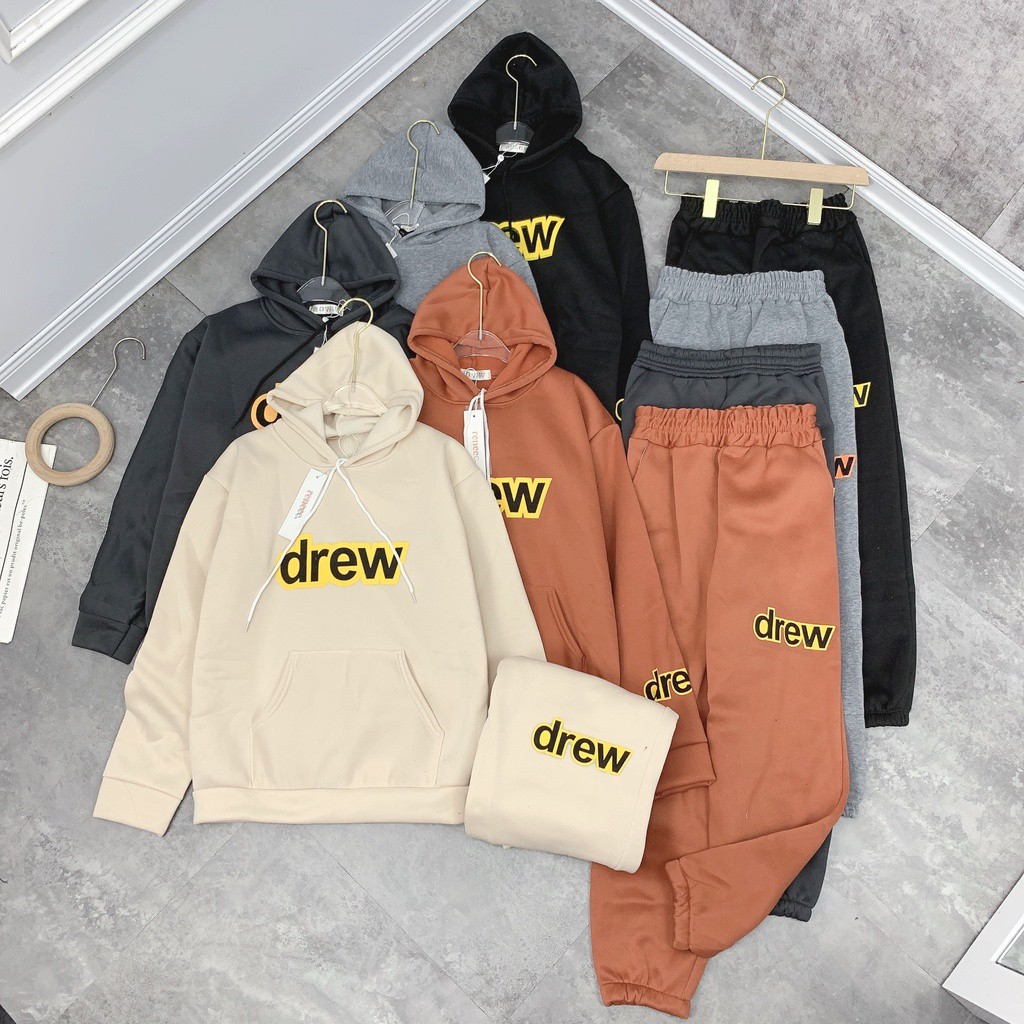 Set bộ nỉ hoodie nam nữ Drew S2 store cao cấp