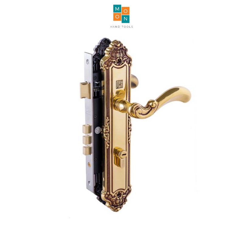 KHÓA TAY NẮM ĐỒNG THAU HC 8529 SSHA Thân Inox, Ổ Abus ( cửa chính)