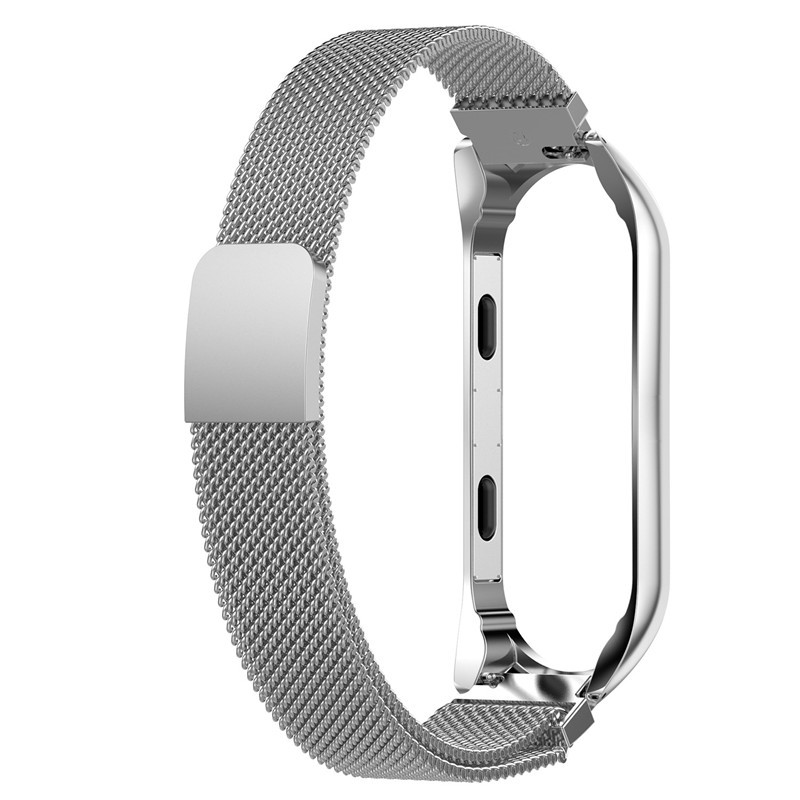 Dây đeo inox JANSIN phong cách Milan thích hợp cho đồng hồ thông minh Xiaomi Mi Band 8 7 6 5 4 miband8