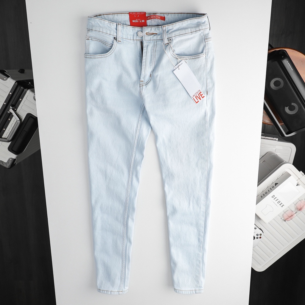 Quần jean dài nam Lcst xanh nhạt,Form Slimfit,chất vải co dãn,ống quần 15 - 18cm,hàng xuất dư-JLC 210416