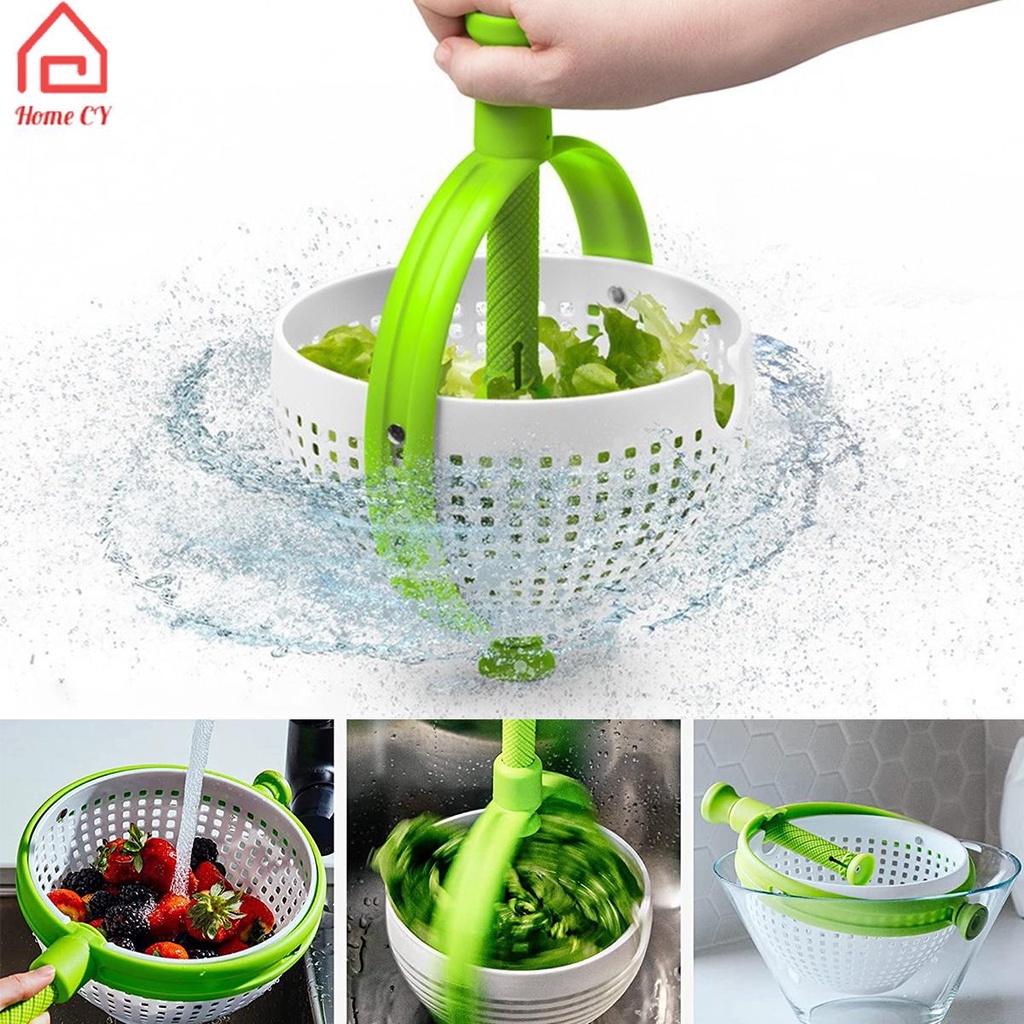 Bộ Rổ Quay Làm Ráo Nước Rau Củ Quả  Đa Năng Có Tay Cầm Xoay Làm bằng Nhựa Tiện Dụng Cho Nhà Bếp
