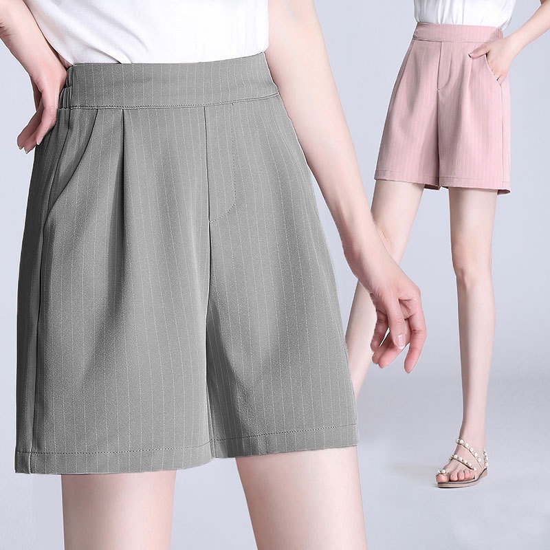 Quần Short Thể Thao Ống Rộng Chất Liệu Cotton Họa Tiết Kẻ Sọc Thời Trang Mùa Hè Hàng Mới Dành Cho Nữ 2022