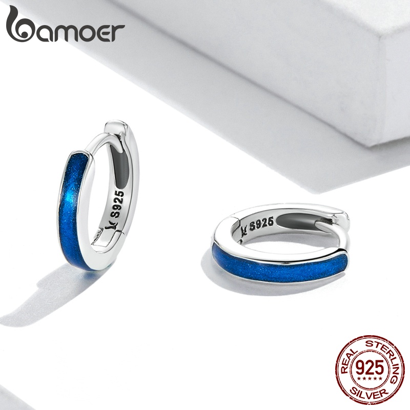 Đôi khuyên tai BAMOER SCE1360 bạc 925 kiểu dáng độc đáo thời trang cho nữ