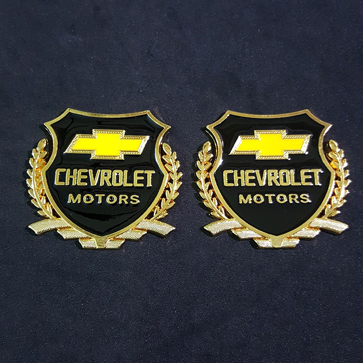 Bộ 2 miếng dán logo kim loại chữ CHEVROLET bông lúa