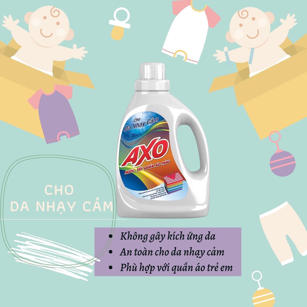 Nước giặt tẩy quần áo màu AXO chai 800ML - Hương Thanh Khiết (Cho da nhạy cảm, da em bé)