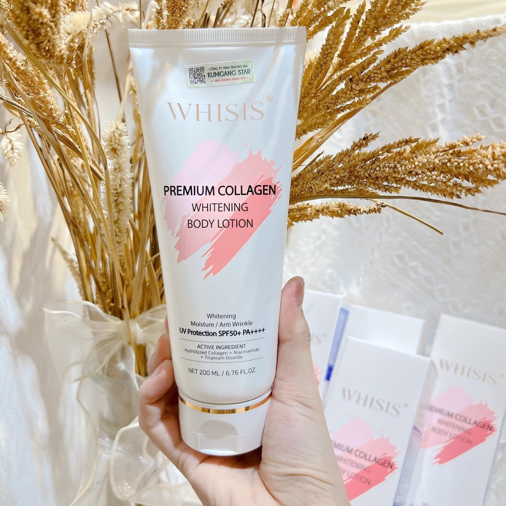 Kem Body WHISIS Trắng Da Chống Nắng - Premium Collagen Whitening Body Lotion 200ml