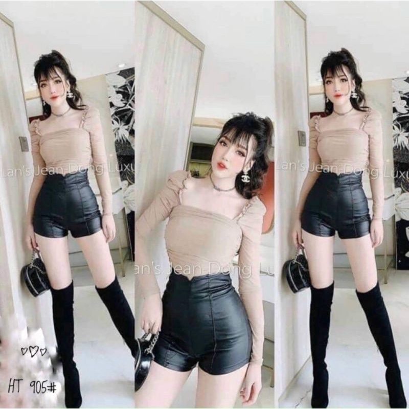 Quần sooc da ôm cạp V hàng QCL1