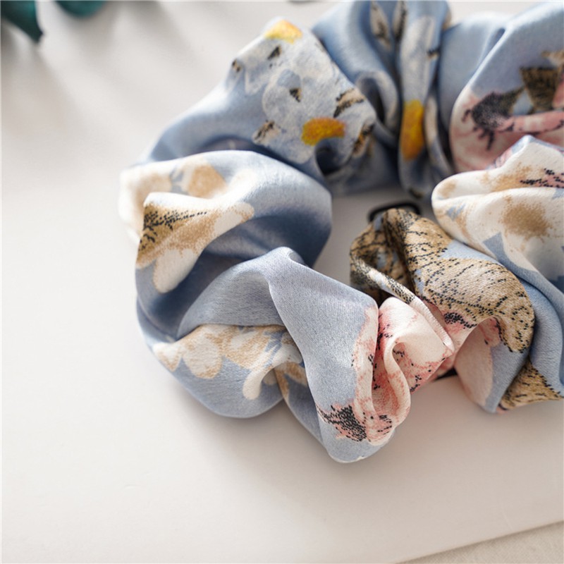 Dây Buộc Tóc Vải Satin In Hoa Thời Trang Cho Nữ