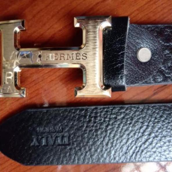 Thắt lưng nam Hermès đầu hoa văn bản 3,5cm. Hàng si tuyển Ý, Nhật, Ấn Độ