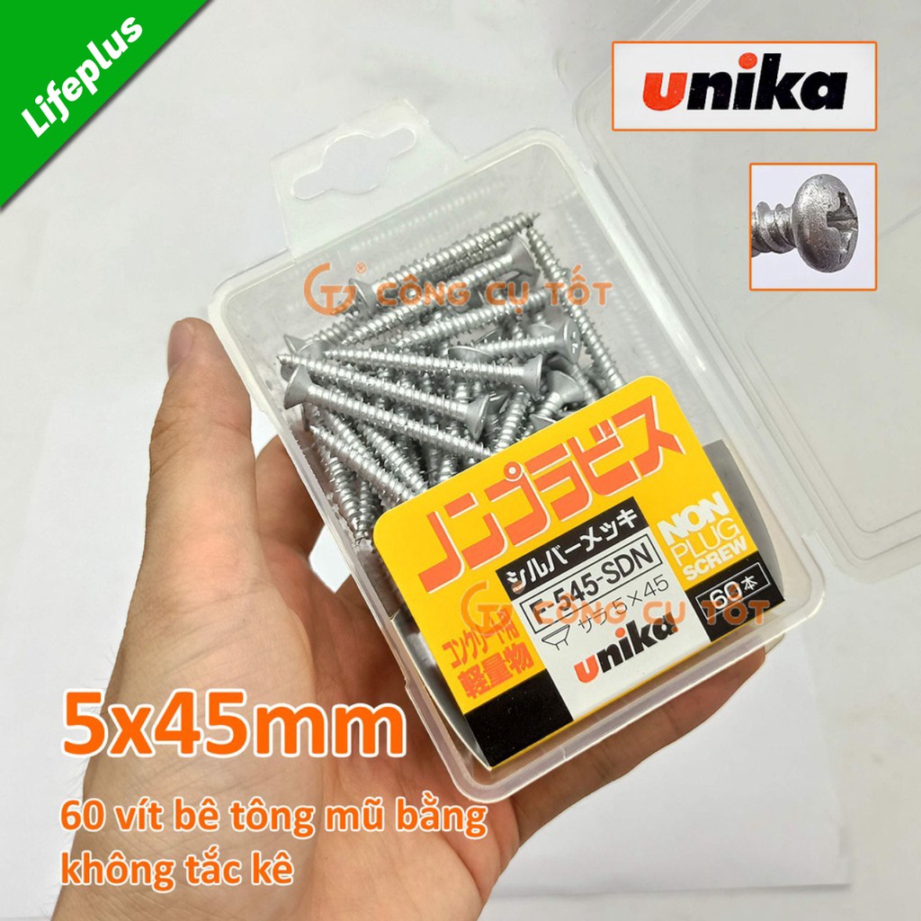 Hộp vít bắt tường không tắc kê Unika Nhật mũ bằng