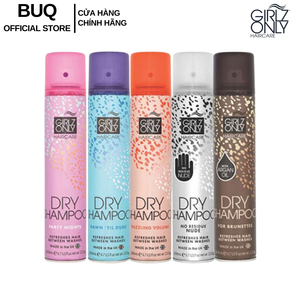 Dầu Gội Khô Girlz Only Party Nights / Dawn 'Til Dusk / Dazzling Volume / No Residue Nude 200ml