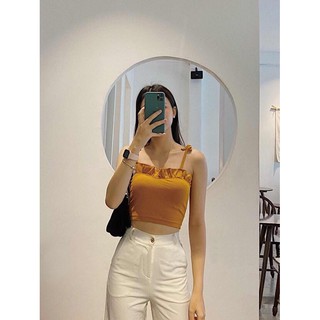 Áo crop 2 dây bèo ngực (hình thật)